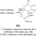 Figure 5: orbitalairy interaction between the HOMO coefficient of the diene 2b1 with LUMO coefficient of the dienophile 5a.