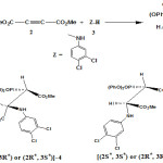 Figure1. i) The reaction between triphenyl phosphate 1, dimethyl acetylenedicarboxylate 2 and 3, 4-dicholoro aniline 3 for the generation of stable phosphonate ester 4. j) Two isomers of compound 4 with Anti and Gauche arrangements