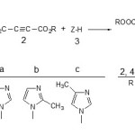 The reaction between triphenyl phosphine 1, dialkyl acatylenedicarboxylate 2 (2d, 2e or 2f) and 3 (3a, 3b or 3c) for generation of stable phosphorus ylids 4