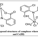 Figure 4: proposed structures of complexes where M = Co(II) and Cr(III)