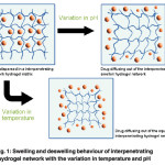 Figure 1 Swelling and deswelling behaviour of interpenetrating hydrogel network with the variation in temperature and pH.
