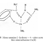 Fig. 5 : Mono ammine 2- hydroxy – 4 – nitro acetophenone thio semicarbazone Cu(II)