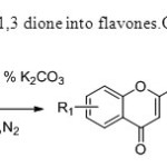Scheme8.This invention converts 1,3 dione into flavones.Only base is used for this purpose16.