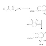 Scheme A: Synthesis of 4-[(substitutedphenyl)anilinomethyl]-6-t-butyl-2H-1-benzopyran-2-ones (11-17)