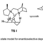 Figure 3. Transtion state model for enantioselective deprotonation by 7.