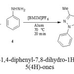 Schem 2:  synthesis of 3-methyl-1,4-diphenyl-7,8-dihydro-1H-furo[3,4-e]pyrazolo[3,4-b]pyridin-5(4H)-ones