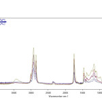 Fig. 1. FT-IR spectra of pistachio oil (top) mixed with different ratios (25, 50, 75 and 100) of corn oil.