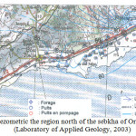 Figure 4. Map piezometric the region north of the sebkha of Oran during low water (Laboratory of Applied Geology, 2003)