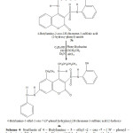 Scheme 4- Synthesis of 4 – Butylamino – 5 – ethyl -2 – oxo -7 - ( N' – phenyl – hydrazine )- 2H-chromene-3-sulfonic acid (2-hydroxy-phenyl)-amide (4a) 