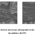 Fig.15 (a&b): Scanning electron microscopy photographs in the absence and presence of the inhibitor (BATP)