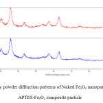 Fig. 2 X-ray powder diffraction patterns of Naked Fe3O4 nanoparticles and APTES-Fe3O4 composite particle