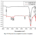 Fig. 1 FT-IR spectra for (a) maghnite-Na and (b) 12-maghnite.