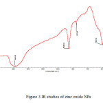 Figure 3 IR studies of zinc oxide NPs