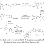 Scheme 2. Synthetic route of  synthesis 4-(((4-(5-((aryidene)amino)-1,3,4-oxadiazol-2-yl)benzyl)oxy) methyl)-2,6-dimethoxyphenol.