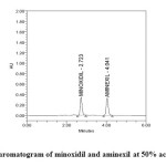 Figure 5: Chromatogram of minoxidil and aminexil at 50% accuracy level
