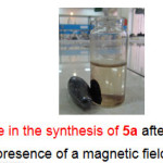 Fig.1. The reaction mixture in the synthesis of 5a after adding hot ethanol in the presence of a magnetic field