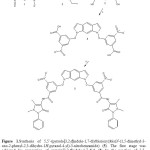 Figure 1.Synthesis of 5,5´-(pyrrolo[3,2-f]indole-1,7-diylbis(oxy))bis(N-(1,5-dimethyl-3-oxo-2-phenyl-2,3-dihydro-1H-pyrazol-4-yl)-3-nitrobenzamide) (5). The first stage was achieved by preparation of pyrrolo[3,2-f]indole-1,7-diol (3) by the reaction of 3,5-dinitrobenzoic acid (2) with 1-hexyne (1). The second stage involved the reaction of 3with2to synthesis of5,5´(pyrrolo[3,2-f]indole-1,7-diylbis(oxy))bis(3-nitrobenzoic acid (4). Finally, 4 was made reactioned with 4-aminoantipyrine in presence of boric acid (iii) to form 5. i = Na2CO3/toluene; ii = Na2CO3/DMSO.