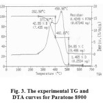 Fig. 3. The experimental TG and DTA curves for Paratone 8900