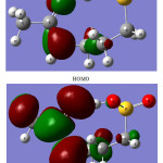 Figure 3. The HOMO and LUMO frontier orbitals of the A2 tautomer of Acamprosate.