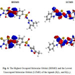 Fig. 6. The Highest Occupied Molecular Orbital (HOMO) and the Lowest Unoccupied Molecular Orbital (LUMO) of the ligands (H2L1 and H2L2).