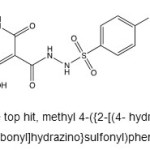 Figure 6. Structure of the top hit, methyl 4-({2-[(4- hydroxy-2-oxo-1,2-dihydro-3-quinolinyl)carbonyl]hydrazino}sulfonyl)phenylcarbamate.