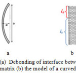 Figure 5. (a)  Debonding of interface between a CNT and matrix (b) the model of a curved CNT