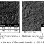 Figure 4 – A SEM image of Al2O3 ceramic sintered a - at 1,300 °C, b - at 1,500 °C