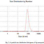 Fig. 2) A particle size distribution histogram of Ag nanoparticles