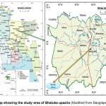 Fig. 1: Map showing the study area of Bhaluka upazila (Modified from Banglapedia, 2009)