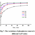 Fig.7: The variations of phosphorus removal rate at different Ca/P ratios 