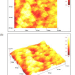 Figure 1: Two- (a) and three-dimensional (b) AFM images of CuS thin films deposited at pH 1