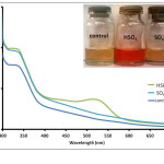 Fig. 3. Absorption spectra of Anthurium flower extracts upon addition of 0.010 M aqueous solutions of HSO4-, and SO42- anions. Insert: Visual color changes of solutions containing flower extracts and corresponding anions.