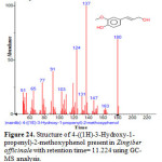 Figure 24. Structure of 4-((1H)-3-Hydroxy-1-propenyl)-2-methoxyphenol  present in Zingiber officinale with retention time= 11.224 using GC-MS analysis.