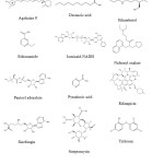 Figure 2. Chemical structures of inhibitors of druggable Mycobacterium tuberculosis enzyme targets.