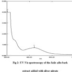 Fig 2: UV-Vis spectroscopy of the Salix alba bark extract added with silver nitrate