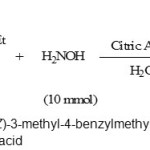Scheme 1. The synthesis of (Z)-3-methyl-4-benzylmethylene-isoxazol-5(4H)-ones in the presence of citric acid  