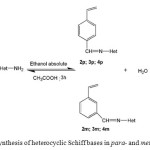 Scheme 1: Synthesis of heterocyclic Schiff bases in para- and meta-substituted