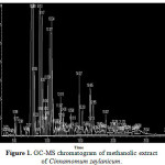 Figure 1. GC-MS chromatogram of methanolic extract of Cinnamomum zeylanicum.