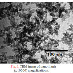 Figure 1: TEM image of nanotitania (x 10000) magnifications.