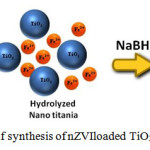 Figure 8: Schematic diagram of synthesis of nZVIloaded TiO2 and nitrate ion reduction