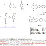 Scheme 1: Synthesis of Novel 1,2,3-triazole-carbohydrazide derivatives Reaction conditions:a) NaN3, DMF, 90oC; b) CuI, acetonitrile, reflux, 1h; c) Benzohydrazides7a-j, ethanol, reflux, 1 h; d) Bis(triphenylphosphine)palladium(II) dichloride, Trimethylacetylene, CuI, Triphenylphosphine, Triethylamine, THF,  65oC, 2 h;  e) potassium carbonate, Methanol, room temperature, 1 h; 