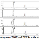 Figure 8: Chromatogram of MOX and DEX in acidic stress condition