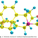 Figure 1: Molecular structure of 1methyl2,  6 di phenyl piperdine 4 one.