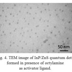 Figure 4: TEM image of InP/ZnS quantum dots formed in presence of octylamine as activator ligand. 