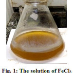 Figure 1: The solution of FeCl3 derived from the leaching process of HCl