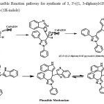 Figure 2: Plausible Reaction pathway for synthesis of 3, 3'-((1, 3-diphenyl-1H-pyrazol-4-yl) methylene) bis (1H-indole)