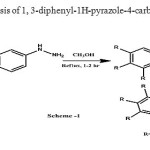 Scheme1: synthesis of 1, 3-diphenyl-1H-pyrazole-4-carbaldehyde [Ref-16]