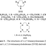 Figure 5: The structures of 1,4,7-triazacyclononane (XVII) and 1,4,7,10-tetraazacyclododecane (XVIII) derivatives