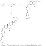 Figure 5: Preparation of pyrrol-oxy-steroid-ethanediamine derivatives (11 or 12).Reaction of 6 or 7with ethylenediamineto form 11 or 12.v = boric acid/rt.