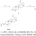 Scheme 1: a) PCC, CH2Cl2,2h. b) NH2OH, HCl, Py, 12hr, c) 2,4,6 tri chloro benzoylchloride, Toluene, Et3N, DMAP, different acids.
